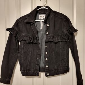 Brand new with tags size Small ACW ruffle black denim jacket